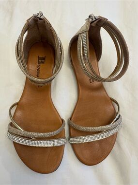 Gladiator silver/gold Rhinestone Ankle-Strap Sandals